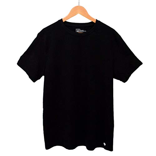 Mens Organic T Shirt Black | Fair Trade Certified Tee Shirt | 100% Organic Cotton Shirt GOTS – Eco Friendly Crew Neck Plain Black T-Shirt (S)