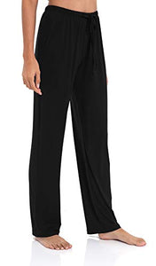 GYS Soft Pajama Pants for Women Comfy Bamboo Lounge Sleep Pants Casual Elastic Pj Bottoms Drawstring Sleepwear, Black, Large