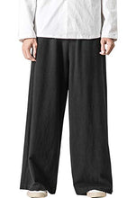 Load image into Gallery viewer, Flygo Mens Casual Cotton Linen Wide Leg Jogging Harem Pants Palazzo Trousers (X-Large, Black)
