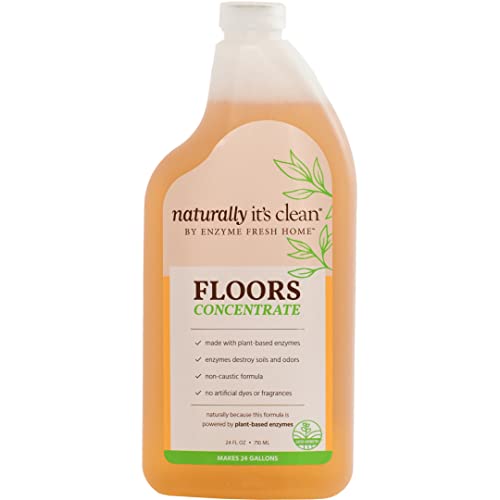 Naturally It's Clean Floor Enzyme Floor Cleaner | Safer For Pets and Kids | Powerful Plant Based Enzyme Formula Cleans Hardwood, Tile, and Floors Stain Free | 24 Gallon Rinse Free Concentrate | 1 Pack