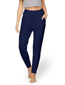 GYS Women's Lounge Pants with Pockets Lightweight Bamboo Joggers Pants Yoga Sweatpants Tapered Pajama Bottoms, Navy, XX-Large