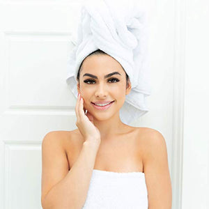 SALBAKOS Organic Turkish Cotton Hotel Bath Towel, 700 GSM, 27 by 54 Inch, Pack of 4, White