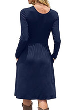 Load image into Gallery viewer, DB MOON Women Casual Long Sleeve Dresses Empire Waist Loose Dress with Pockets (Navy Blue, S)
