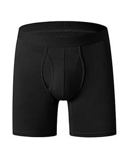 Youlehe Men's Underwear Soft Bamboo Boxer Briefs Stretch Trunks Pack (Medium, 7 Pack(Black)-Open Fly-018)