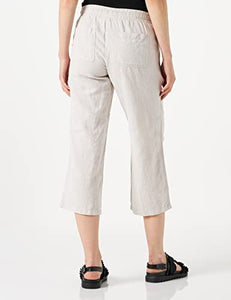 Amazon Essentials Women's Linen Blend Drawstring Wide Leg Crop Pant, Ecru, Cross Dye, Large