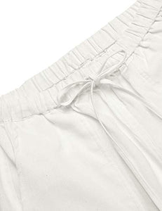 COOFANDY Mens Linen Cotton Loose Casual Lightweight Elastic Waist Straight Pants