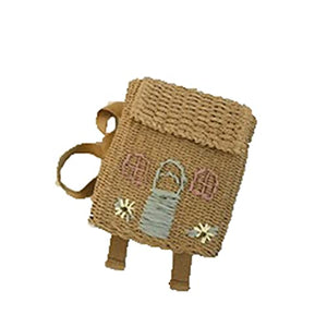 CEMDER Kids Handbag Backpack Girls Straw Woven Funny Bag Student School Cute Little House Mini Backpack
