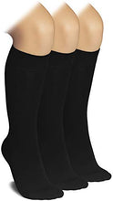 Load image into Gallery viewer, Hugh Ugoli Knee High Socks for Kids Girls Boys &amp; Toddlers, Solid Color Long School Uniform Socks, Soft Breathable &amp; Comfortable Bamboo Socks 3-14 Years Old | 3 Pairs | Black | 9-11 Years
