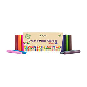 Azafran Organic Pencil Crayons - Pack of 15 Colored Thins, Non Toxic Ingredients, Non-Greasy, Eco Friendly, Food Grade Colors, for Toddlers, Fun with Playing and Stacking - 127 Grams