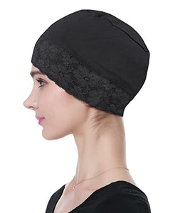 Chemo Scarves for Women Bamboo Sleep Hats for Cancer Patients Black