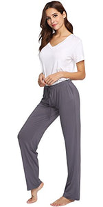 GYS Soft Pajama Pants for Women Comfy Bamboo Lounge Sleep Pants Casual Elastic Pj Bottoms Drawstring Sleepwear, Dark Grey, Large