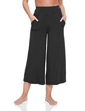 Load image into Gallery viewer, GYS Bamboo Capri Pajama Pants for Women Wide Leg Lounge Pants with Pocket Soft Sleepwear Pj Bottoms, Black, Large
