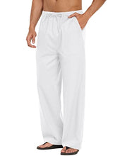 Load image into Gallery viewer, COOFANDY Mens Linen Cotton Loose Casual Lightweight Elastic Waist Straight Pants

