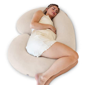 Pharmedoc The CeeCee Pillow Organic Cotton Pregnancy Pillows C-Shape Full Body Pillow and Maternity Support (Natural Cover) Full Body Support, Pregnancy Must Haves, Maternity Pillows for Sleeping