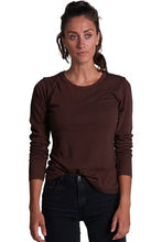 Load image into Gallery viewer, ONNO Women&#39;s Long Sleeve Bamboo T-Shirt 2XS Espresso Brown
