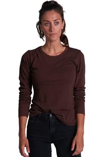 ONNO Women's Long Sleeve Bamboo T-Shirt 2XS Espresso Brown