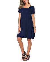 Load image into Gallery viewer, KORSIS Women&#39;s Summer Casual T Shirt Dresses Swing Dress NavyBlue L
