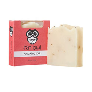 Fat Owl Products Handmade Natural Soap Bars - Palm Oil Free, Organic Bar Soap for Men and Women - Cold Pressed, Fragrance Free 3.5 oz Body Soap Bars (Honey and Oatmeal, Honey and Goat Milk, Rosemary)