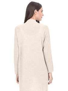 State Cashmere Open Front Long Cardigan - Long Sleeve Sweater for Women Made with 100% Pure Cashmere Sourced from Inner Mongolia Goats - Soft, Lightweight & Versatile - (Undyed White, Small)