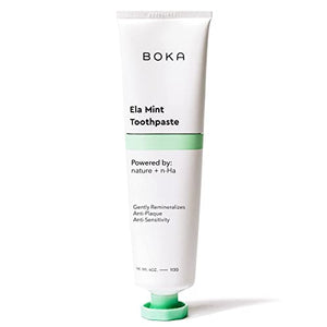 Boka Natural Toothpaste, Fluoride Free - Ela Mint, 4oz, Pack of 1 - Made in USA - Remineralizing, Sensitive Teeth, & Whitening - SLS Free - Dentist Recommended for Adult, Kids Oral Care