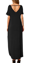 Load image into Gallery viewer, GRECERELLE Women&#39;s Casual Loose Pocket Long Dress Short Sleeve Split Maxi Dress Black X-Large
