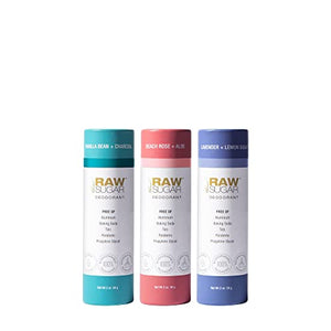 Raw Sugar Deo Trio Bundle - Aluminum Free Deodorant for Men & Women, Clean, Made with Naturally Derived Ingredients, and is Baking Soda, Talc & Paraben Free (Pack of 3)