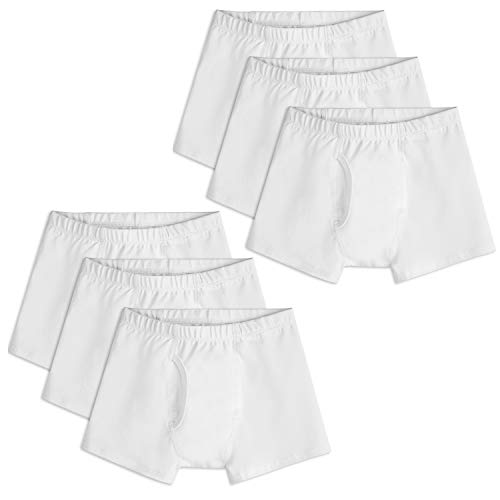 Mightly Boys' Boxer Briefs | Organic Cotton Soft Underwear Set for Toddlers and Kids, Elastic and Comfort Underpants, Multi-Pack Shorts, Tagless, Fair Trade Certified 6-Pack Undies, White, 4