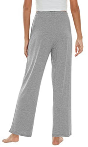 WiWi Bamboo Pajama Pants for Women Soft Sweatpants Casual Wide Leg Bottoms Drawstring Sleep Pant S-XXL, Heather Grey, XX-Large