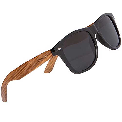 WOODIES Walnut Wood Sunglasses with Bamboo Case and Polarized Lens for Men and Women - 100% UVA/UVB Protection