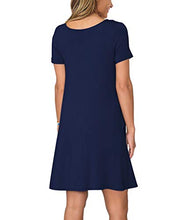 Load image into Gallery viewer, KORSIS Women&#39;s Summer Casual T Shirt Dresses Swing Dress NavyBlue L
