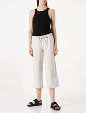 Load image into Gallery viewer, Amazon Essentials Women&#39;s Linen Blend Drawstring Wide Leg Crop Pant, Ecru, Cross Dye, Large
