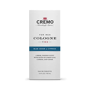 Cremo Blue Cedar & Cypress Cologne Spray, A Woodsy Scent with Notes of Lemon Leaf, Cypress and Cedar, 3.4 Fl Oz