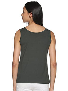 ECOLINE Clothing Women's Eco-Friendly Cotton Dual V Neck/Round Neck Tank Top Bottle Green X-Large