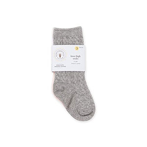 Burt's Bees Baby baby girls Socks, Set of 3 Cable Knit Knee-high Organic Cotton Stockings Socks, Multi, 12 Months US