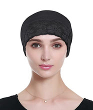 Load image into Gallery viewer, Chemo Scarves for Women Bamboo Sleep Hats for Cancer Patients Black
