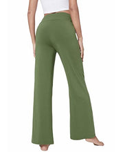 Load image into Gallery viewer, QUALFORT Women&#39;s Bamboo Pants Bamboo Wide Leg Pants Stretchy Casual Bottoms Soft Pajama Pants Army Green Large
