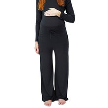 Load image into Gallery viewer, Mothera Bamboo Drawstring Lounge Pants for Women | Comfy and Soft Maternity Pajama Pants | M/L Black
