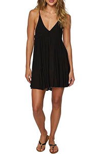Womens Swim Saltwater Solids Avery Cover-Up Dress, Black, L