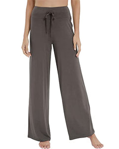 NACHILA Women's Bamboo Lounge Pants Wide Leg Casual Bottoms Stretchy Pajama Pants Soft Sleepwear Plus Size Iron Grey S