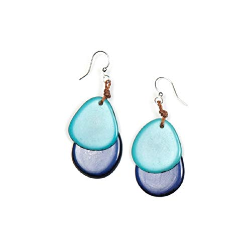 Earth Accessories Bohemian Drop Dangle Earrings for Women - Dangling Small Lightweight Pendant Earring with Turquoise, Pink, Ivory, or Black Pendants - Plant Based and Sustainable Ear Rings