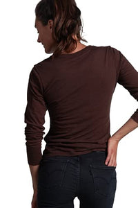 ONNO Women's Long Sleeve Bamboo T-Shirt 2XS Espresso Brown