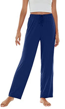 Load image into Gallery viewer, WiWi Bamboo Pajama Pants for Women Soft Sweatpants Casual Wide Leg Bottoms Drawstring Sleep Pant S-XXL, Blue Depth, Large
