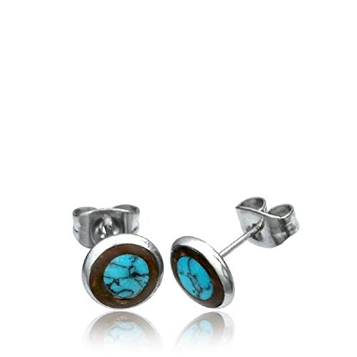 Earth Accessories Organic Shell and Coconut Stud Earrings for Women - Earring set with Abalone, Shiva Eye, and Turquoise - Ear Rings with Surgical Steel