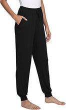 Load image into Gallery viewer, GYS Pajama Pants for Women Bamboo Lounge Joggers Pants with Pockets Soft Casual Bottoms Lightweight Sleepwear, Black, Large
