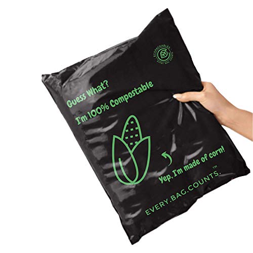 EcoPackables 6 x 10 Inch 100% Compostable Poly Mailers -50 pcs- Biodegradable Shipping Delivery Bags, Pouches, Natural Corn Starch Envelopes. Eco-Friendly mailers. Recycled Non-Bubble Mailers.
