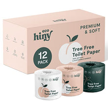 Load image into Gallery viewer, ecoHiny Premium &amp; Soft Bamboo Toilet Paper | 12 Mega Rolls, 3 PLY &amp; 350 Sheets | FSC Certified, Flushable, Septic Safe &amp; BPA Free | Eco Friendly &amp; Tree Free Toilet Tissues | Plastic Free Packaging
