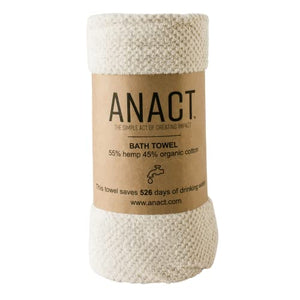 Anact - Hemp Bath Towel - Fast Drying Organic Cotton Blend Spa Quality Bath Towel - 55% Hemp, 45% Organic Cotton Textured Absorbent Bath Towel - Natural