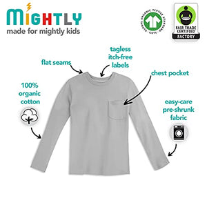 Mightly Boys and Girls' Long Sleeved Raglan | Organic Cotton Fair Trade Certified 2-Pack Shirt Set for Toddlers and Kids, Blue and Olive, 3T