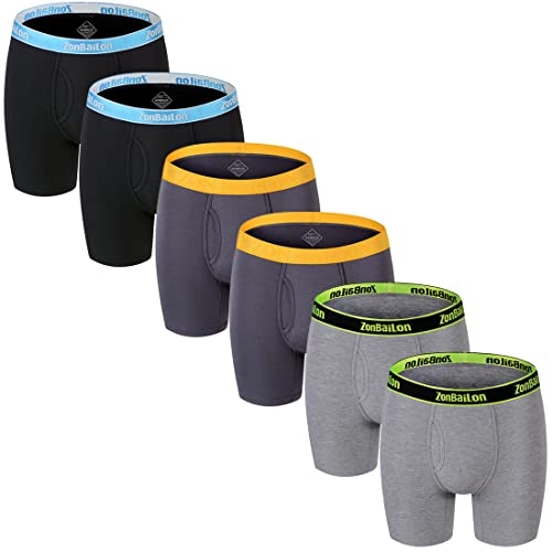 Zonbailon 6-Pack Mens Breathable Comfort underwear, Bamboo Boxer