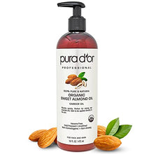 Load image into Gallery viewer, PURA D&#39;OR Organic Sweet Almond Oil (16oz) USDA Certified 100% Pure &amp; Natural Carrier Oil - Hexane Free - Skin &amp; Face - Facial Polish, Full Body, Massages, DIY Base (Packaging may vary)
